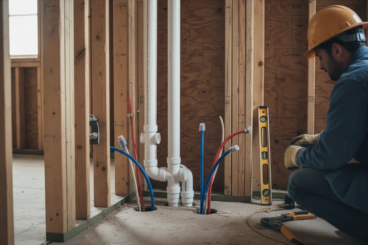 Drain and supply rough-in during Drain Cleaning in Utica